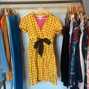 DVF mid-length yellow and pink sun dress